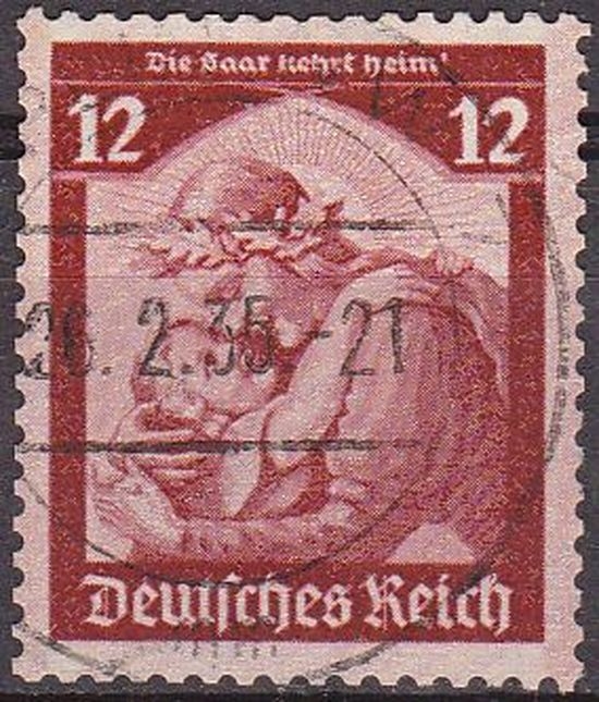 Alemania 1935 Scott 450 Sello º SAAR Bienvenidos a casa Welcoming home 12 Yvert 526 Deutsches Reich Allemagne Duitsland Germania Germany Alemagne Deutschland